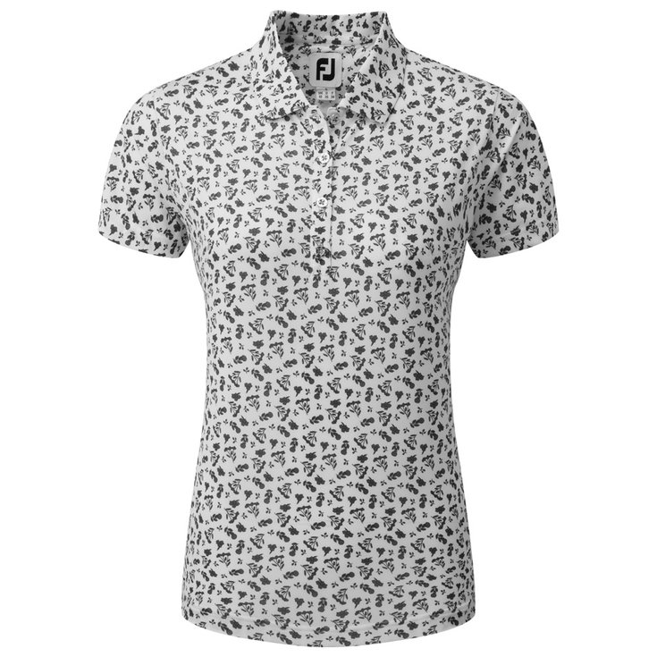 Footjoy Polohemde Floral Print Lisle White Black Präsentation