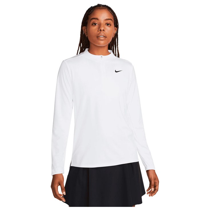 Nike Pull Women's Dri-Fit Club UV Half-Zip White Black Présentation