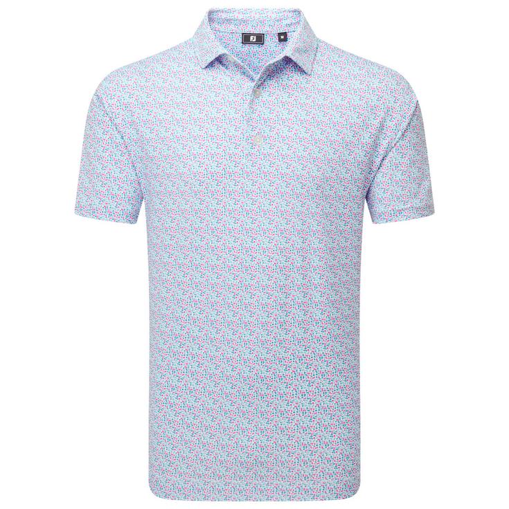 Footjoy Polohemde Gamer Print White Air Blue High Tide Präsentation