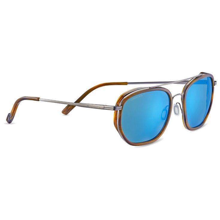Serengeti Sonnenbrille Boron Shiny Gunmetal Brown Buffalo Polarized 555nm Blue Präsentation