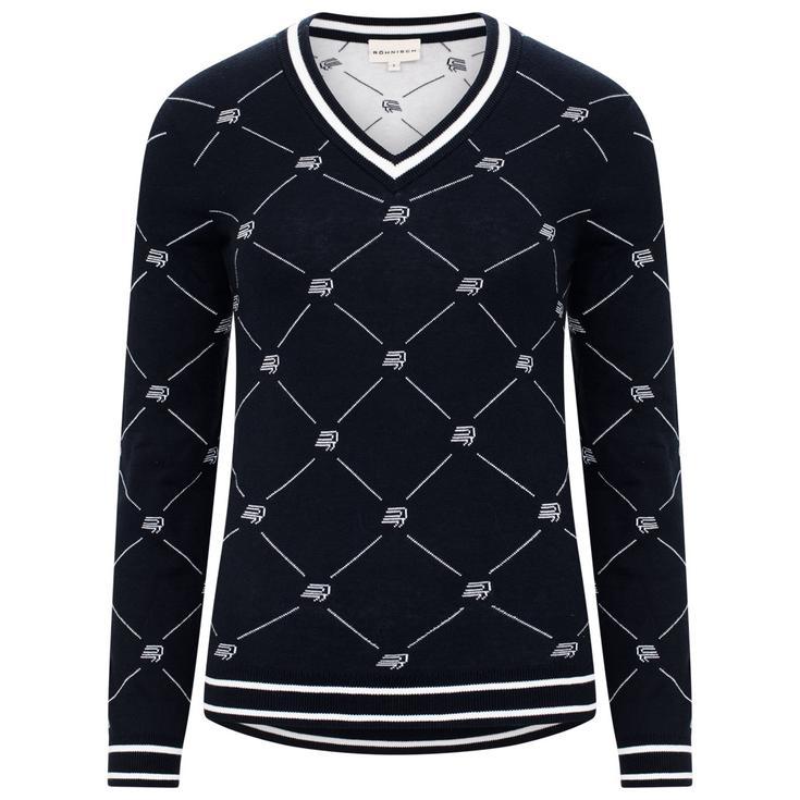 Rohnisch Pullover Adele Knitted Sweater R Check Navy Präsentation