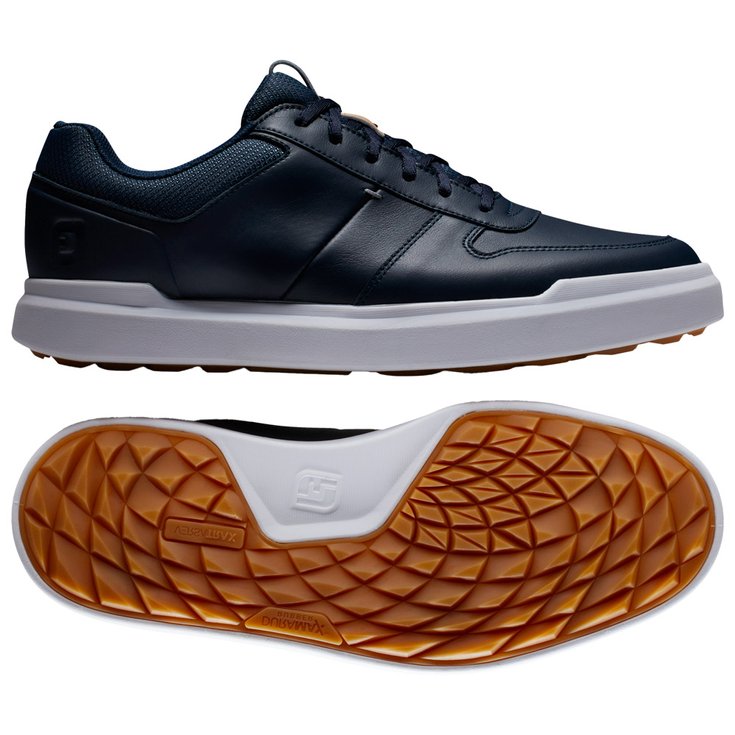 Footjoy Schuhe ohne Spikes Contour Casual Navy White Tan Präsentation