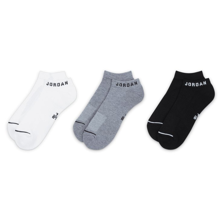 Chaussettes Nike Jordan Socks No Show Everyday 3 pairs White Black Grey Ete 2024 Monsieurgolf