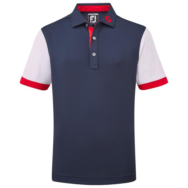 Footjoy Polohemde Colour Block Pique Navy White Präsentation