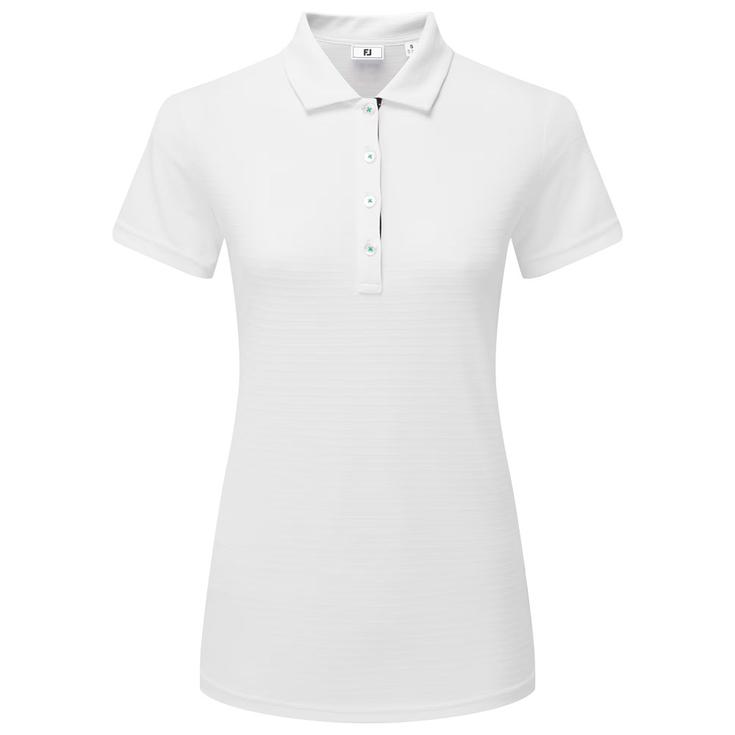 Footjoy Polohemde Jacquard SS Shirt White Navy Emerald Präsentation