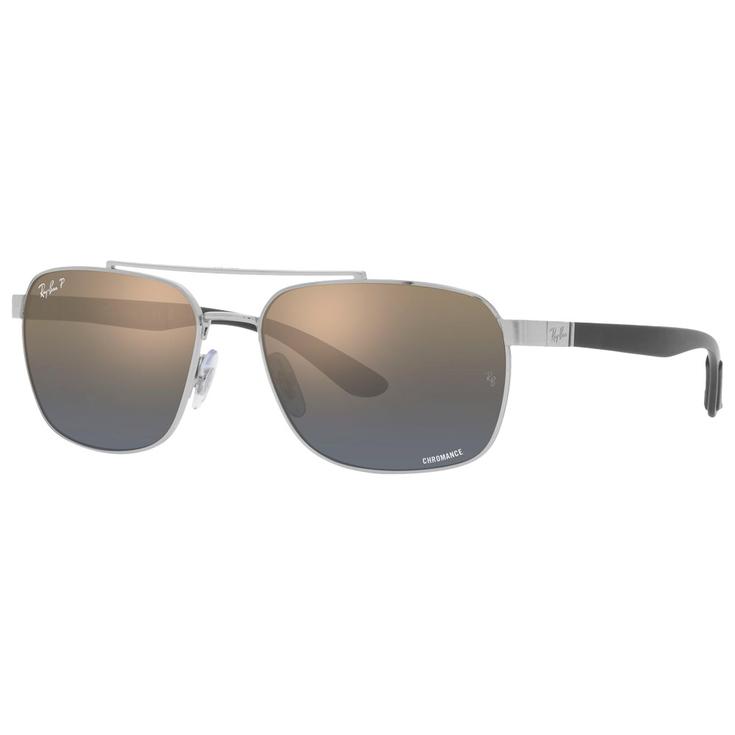 Ray Ban Lunettes de soleil RB3701 Polished Silver Chromance Blue Gold Polar Présentation