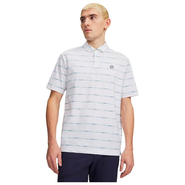 Under Armour Polohemde Drive Chill Printed Horizon Stripe White Blue Haze Präsentation