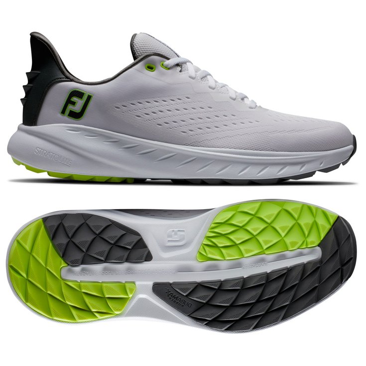 Footjoy Schuhe ohne Spikes Flex XP White Black Lime Präsentation