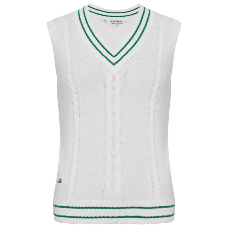 Rohnisch Pullover Cotton Cable Vest White Green Präsentation