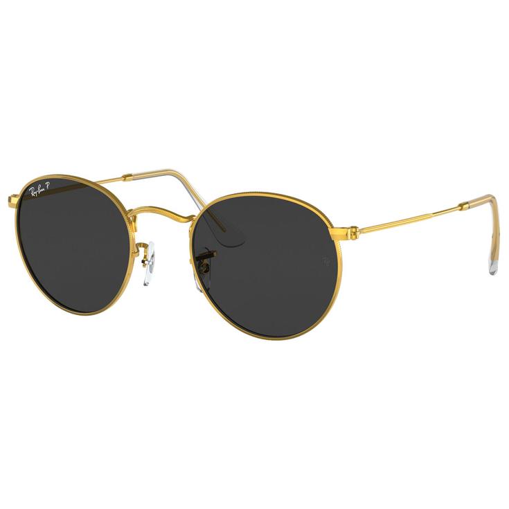 Ray Ban Sonnenbrille RB3447 Round Metal Polished Gold Polar Black Präsentation