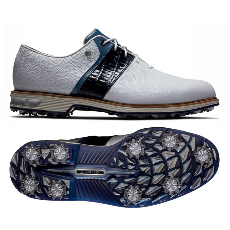 Footjoy Chaussures avec spikes Premiere Series The Packard White Navy Blue Fog Présentation