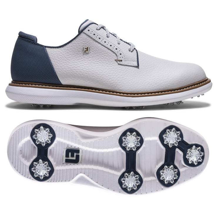 Footjoy Schuhe mit Spikes Fj Traditions White Blue Tan Präsentation