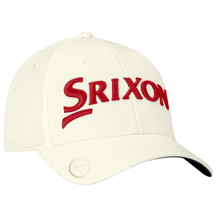 Srixon Cap Ball Marker Cap White Red Präsentation