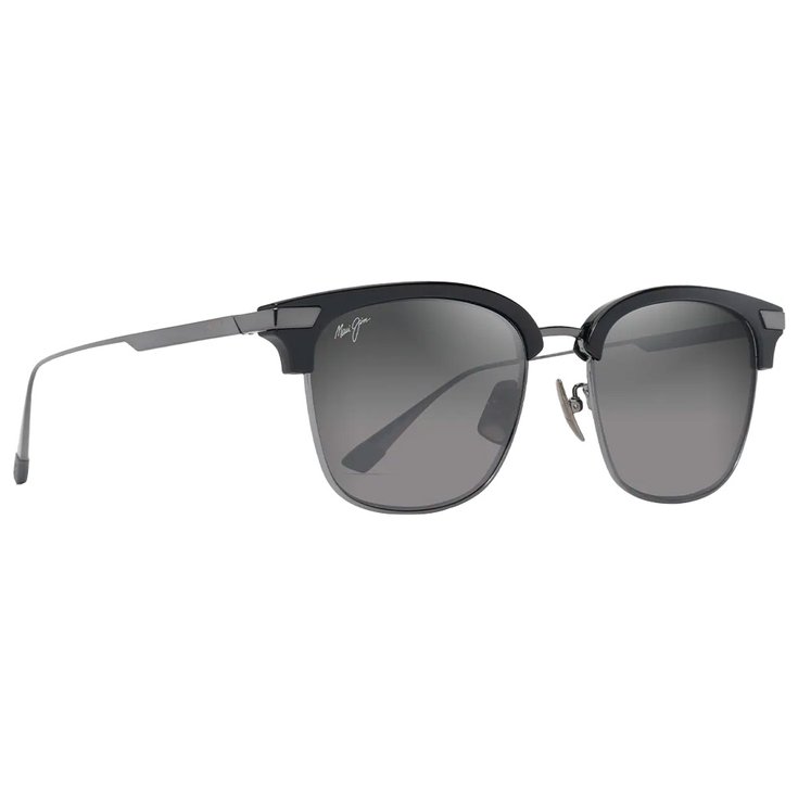 Maui Jim Sonnenbrille Kalaunu Asian Fit Shiny Black Dark Silver Neutral Grey MauiBrilliant Präsentation