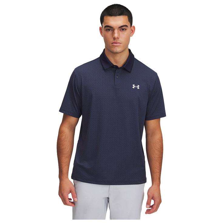 Under Armour Polohemde T2G Printed Polo Midnight Navy Halo Gray Präsentation