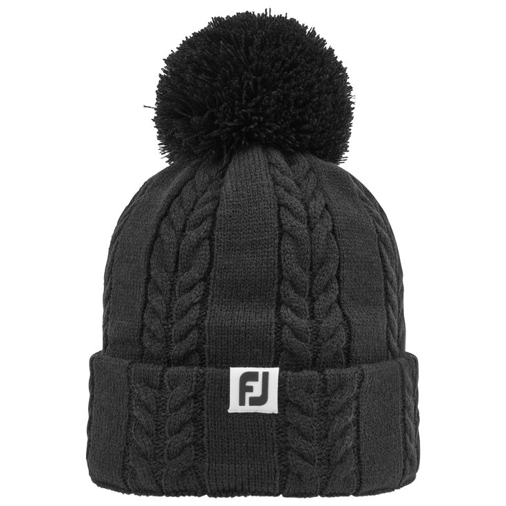 Footjoy Mütze Cable Knit Bobble Black Präsentation