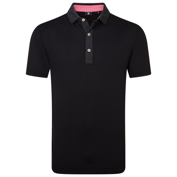 Footjoy Polohemde Star Geo Trim Pique Black Präsentation