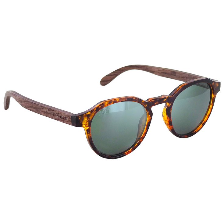 Moken Vision Sonnenbrille Green Wood Tortoise Wood Grey Polarized Präsentation