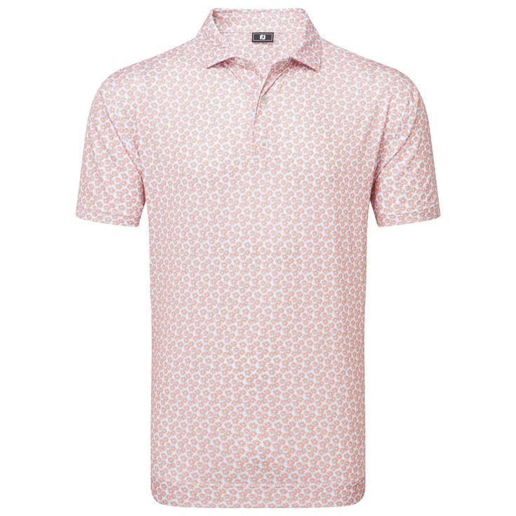 Footjoy Polohemde Floral Sketch Print Lisle Orange White Präsentation