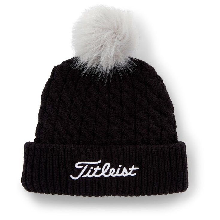 Titleist Mütze Cable Knit Pom Pom Black Präsentation Titleist Mütze Cable Knit Pom Pom Black Präsentation