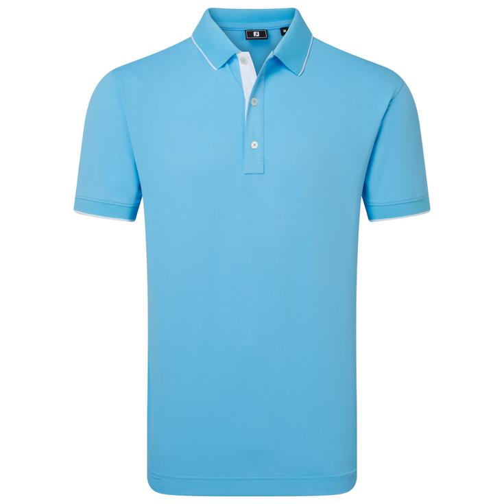 Footjoy Polohemde Wordmark Pique Blue Reef Präsentation