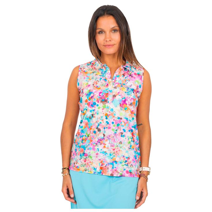 Chiberta Polohemde Tee Sleeveless Ecru Bleu Präsentation