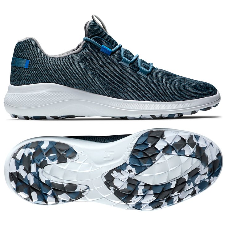 Footjoy Schuhe ohne Spikes Flex Coastal Blue Slate White Präsentation