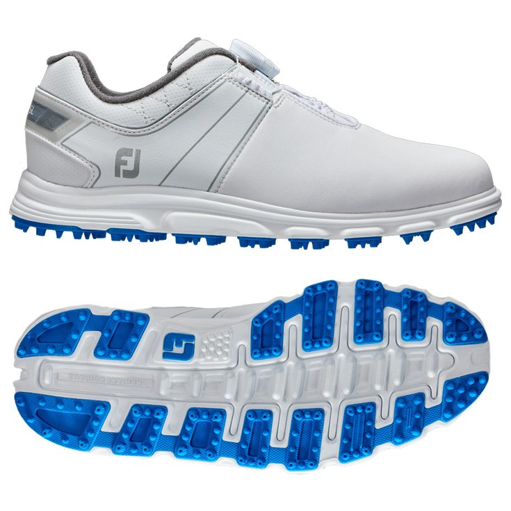 Footjoy Chaussures sans spikes Pro SL Junior White Blue Présentation
