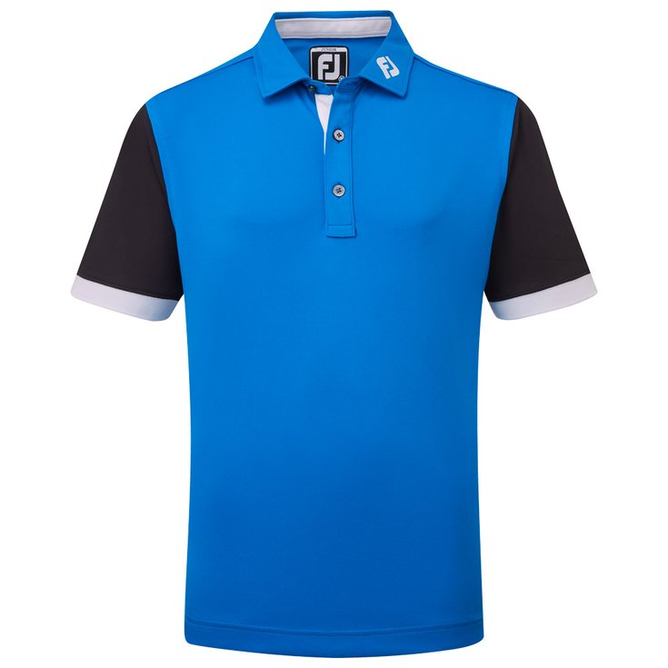 Footjoy Polohemde Colour Block Pique Cobalt Black Präsentation