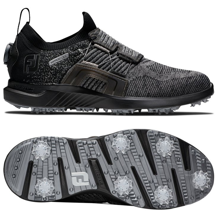 Footjoy Chaussures avec spikes Hyperflex Boa Black Charcoal Silver Präsentation