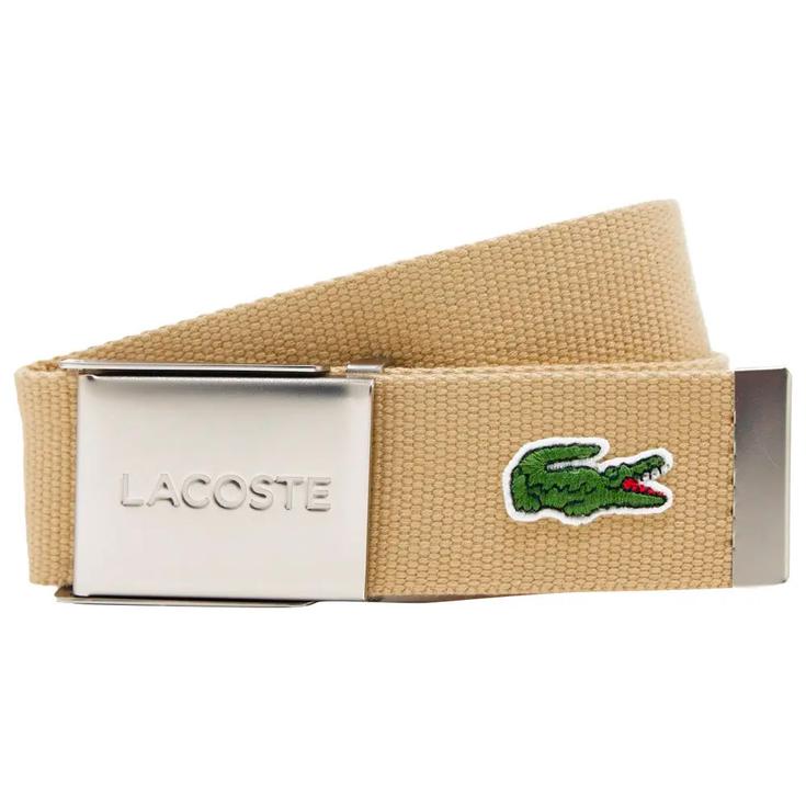 Lacoste Gürtel 40 Woven Strap Eclipse Nacre Amarena Präsentation