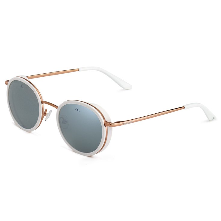 Vuarnet Lunettes de soleil Edge Simple Bridge Blanc Brillant Pure Grey Silver Flashed Présentation