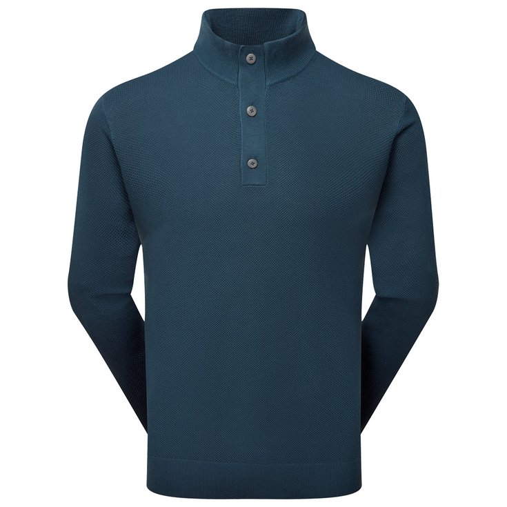 Footjoy Pullover Drirelease Button Placket Sweater Dark Denim Präsentation