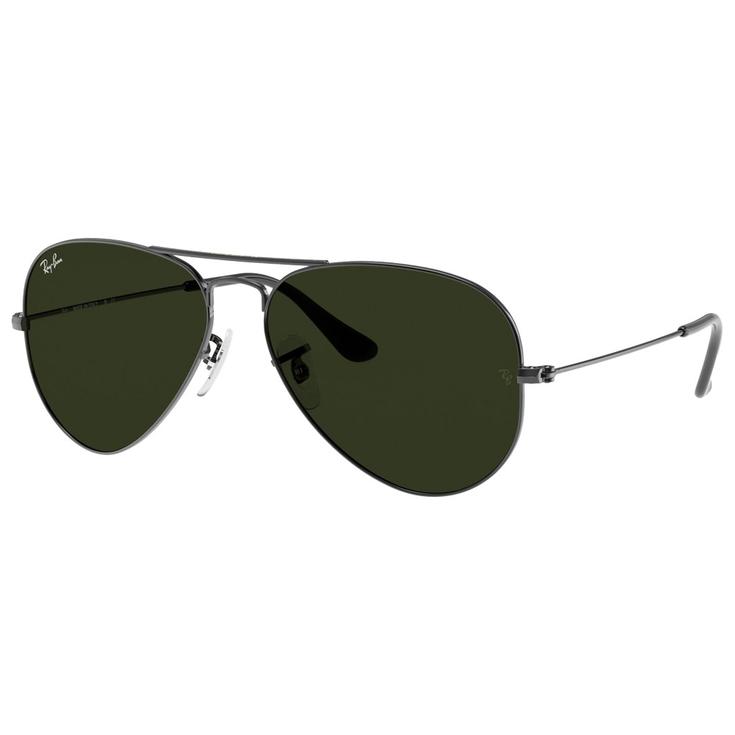 Ray Ban Sonnenbrille RB3025 Aviator Polished Gunmetal Green G-15 Präsentation