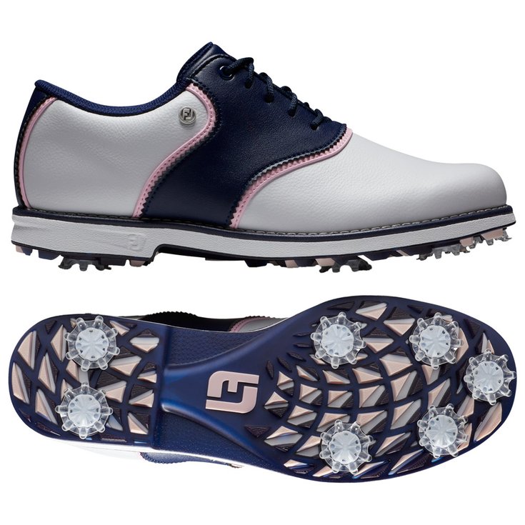 Footjoy Schuhe mit Spikes Women's Premiere Series White Navy Pink Präsentation