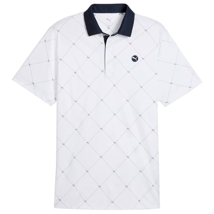 Puma Golf Pure 2.0 Argyle Polo White Glow Deep Navy 