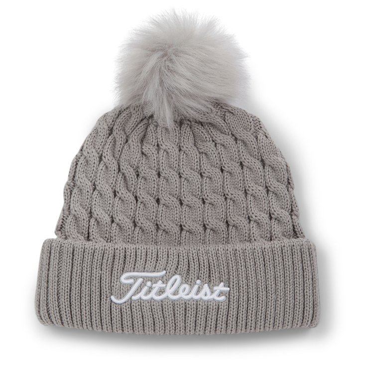 Titleist Mütze Cable Knit Pom Pom Light Grey Präsentation