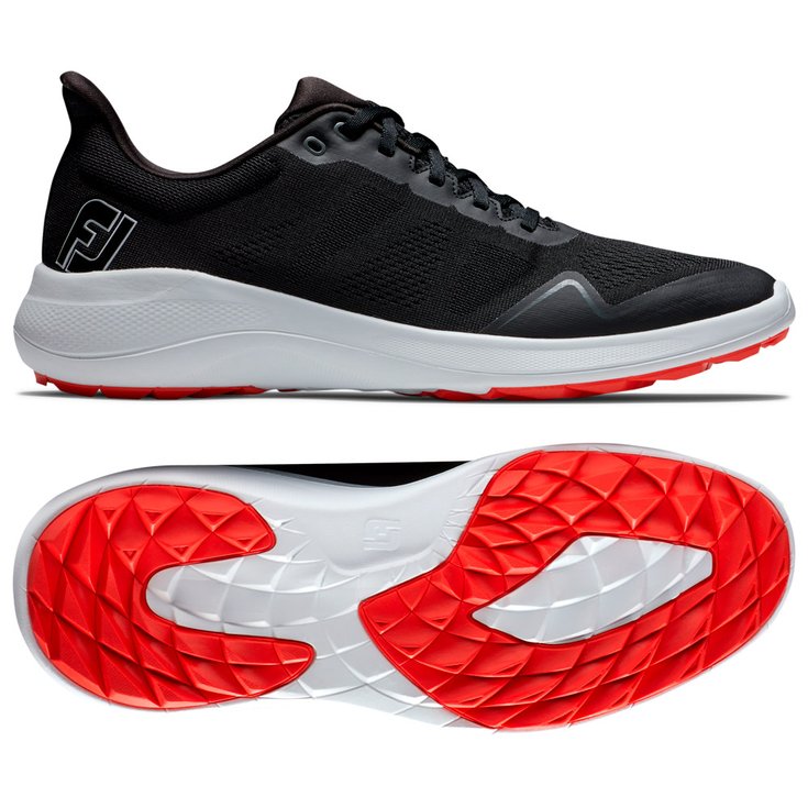 Footjoy Schuhe ohne Spikes Flex Black Red Präsentation