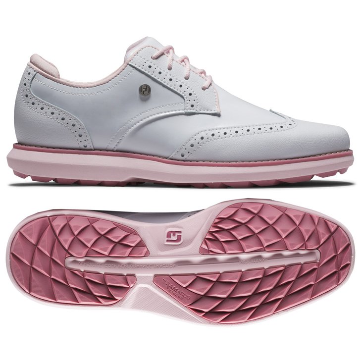 Footjoy Women's Traditions Spikeless White White Pink 