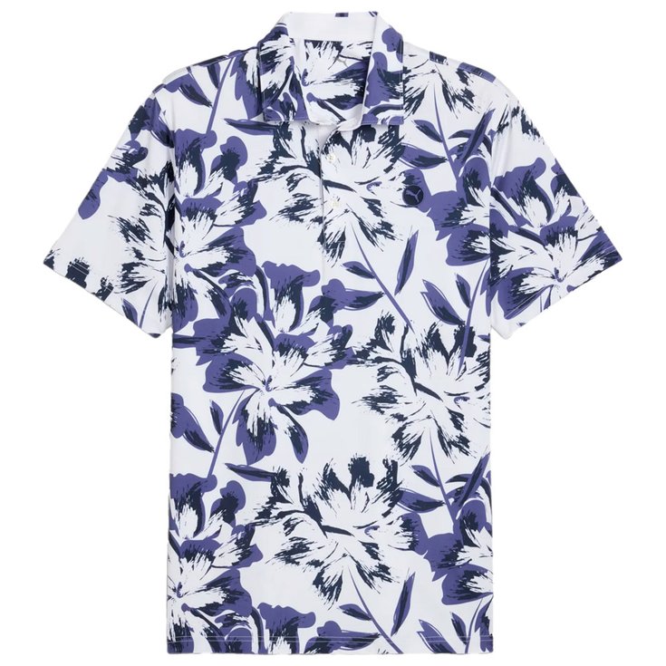 Puma Golf Masters Broken Flower Polo White Glow Blue Crystal 