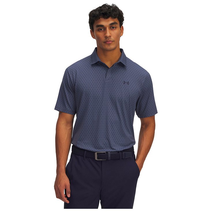 Under Armour Polohemde Drive Chill Printed Polo Ether Blue Halo Gray Präsentation