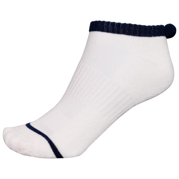 Footjoy Chaussettes Women Prodry Pom Pom White Navy Présentation