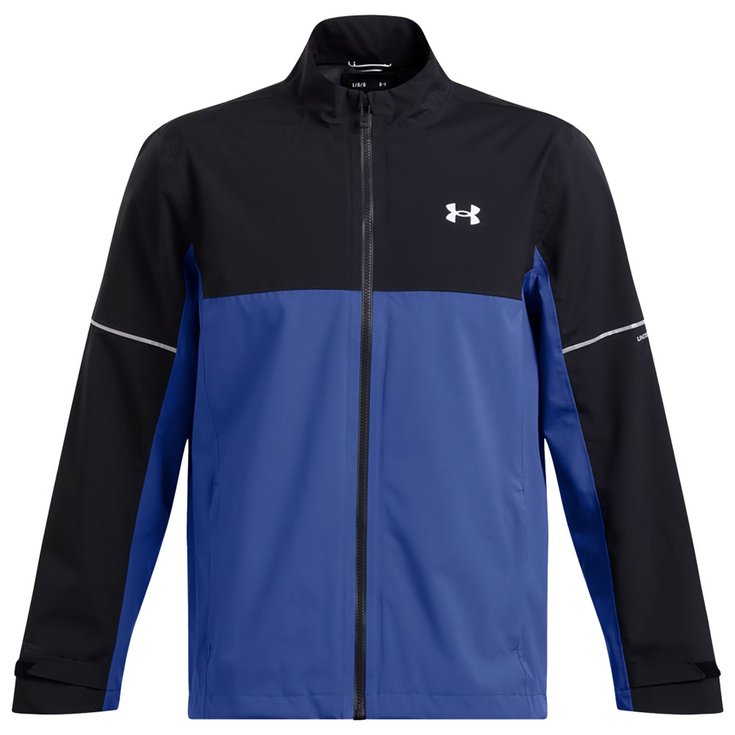 Under Armour Drive Rain Jacket Black Tech Blue Metallic Silver Präsentation