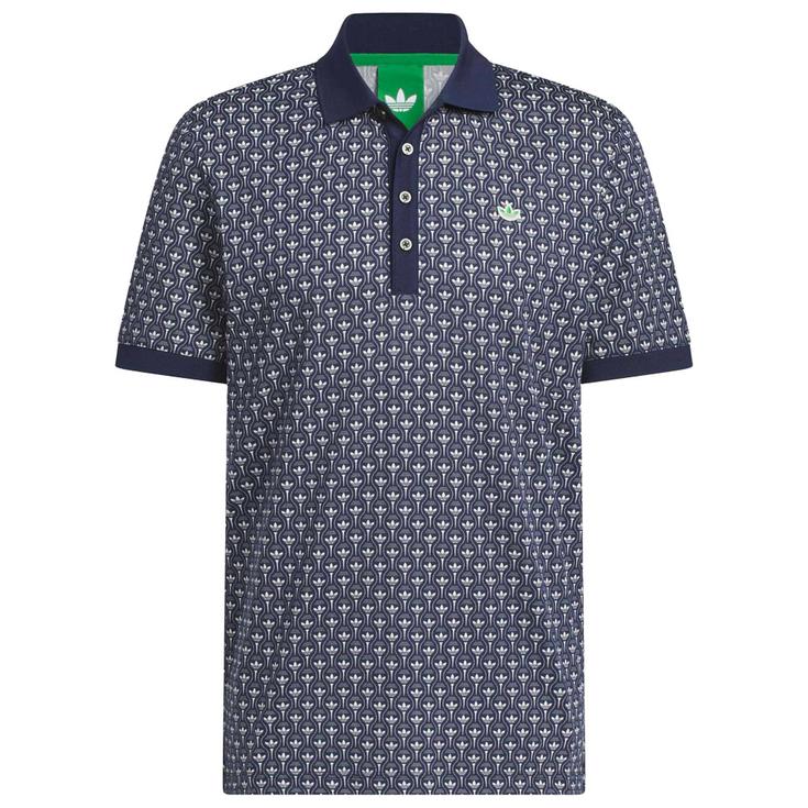 adidas Originals Polohemde All Over Trefoir Polo Night Indigo Chalk White Präsentation